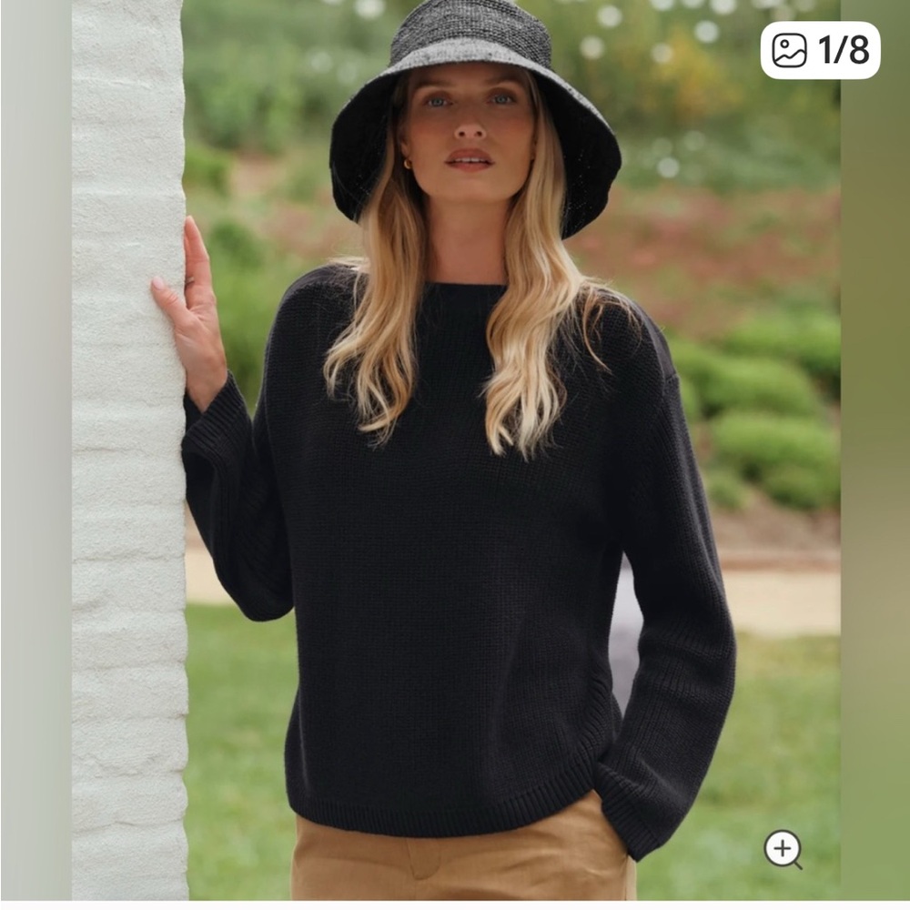 Jenni Kayne black boatneck cotton sweater